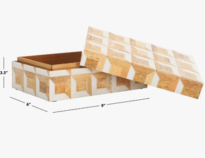 Caja de Madera con Incrustaciones de Hueso Hecha a Mano, Mosaico Geométrico Decorativo, Caja de Almacenamiento para Joyas y Decoración de Mesa de Centro - Product Image 3