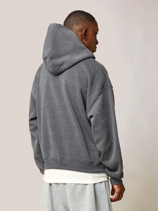 Fabricant sur mesure OEM – Sweats à capuche gris foncé surdimensionnés pour hommes, vente en gros, 500 GSM, pull-over vierge 100 % coton, sweats à capuche personnalisables avec logo, USA - Product Image 2