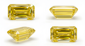 Diamants synthétiques de laboratoire RCK Global, jaune canari, taille baguette, clarté VVS-SI, CVD, pierres lâches 0,05-0,20 ct, sertissage en canal - Product Image 2