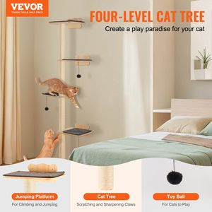 Mobili a parete a forma di albero di gatto con Scratcher a forma di piattaforma - Product Image 2
