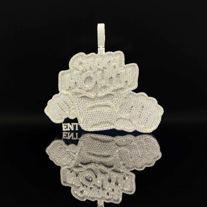 Colgante de lujo personalizado The Ice Legacy, con diamante redondo brillante esmerilado, de aleación plateada con baño de rodio, estilo Hip Hop Royal - Product Image 1