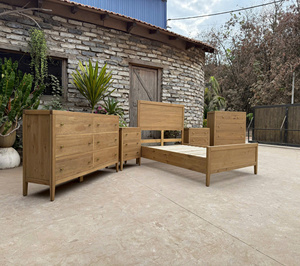 Juego de dormitorio estilo rústico francés, mesa de comedor de madera antigua, madera maciza de roble, nogal, aliso, acacia y pino de Vietnam. - Product Image 6