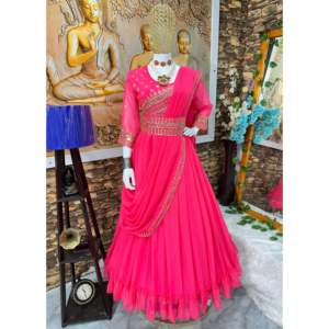 Superbe robe de soirée Anarkali avec Dupatta et ceinture Robes de soirée élégantes - Product Image 2
