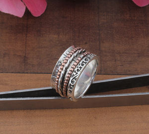 Unique Sterling <b>Silver</b> Twisted Bezel Setting Two-Tone Handmade Braided Band <b>Ring</b> for <b>Men</b> Women Party Jewelry Wholesale - Product Image 1