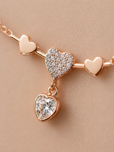 Collier pendentif romantique pour femme ELVORA GEMS plaqué or rose avec diamant taille cœur, bijoux en diamant naturel pour tous les jours - Product Image 4