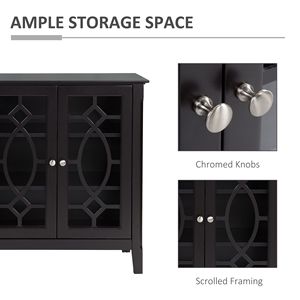"Contemporary Brass-Handled Espresso <b>Sideboard</b> Console with Glass Doors for Villa & Farmhouse Living" - Product Image 5
