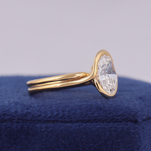 Oval Cut Diamond Engagement Ring White Gold Bezel Setting Women's Classic Fine Jewelry - Product Image 2