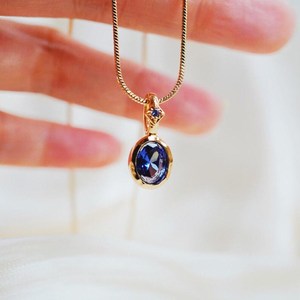 Pendentif délicat en Tanzanite, argent sterling 925 plaqué or 14 carats, taille ovale, pierre de naissance de décembre, cadeau bijou - Product Image 4