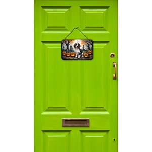 Nouveau Welsh Springer Spaniel Spooky Halloween Aluminium Métal Tenture Murale Multicolore 8HX12W Cuisine Bar Salle De Bains Plaque Décor À La Maison - Product Image 2