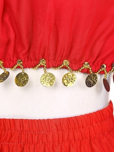 Traje de Danza del Vientre para Mujer, Estilo Estándar, para Actuaciones, Fiestas Temáticas, Carnaval, Top Corto con Pantalón Metálico, para Fiestas de Cumpleaños - Product Image 3