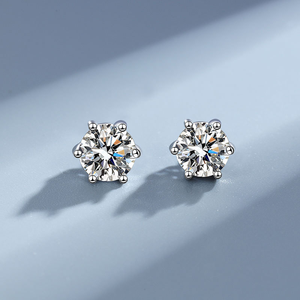 14K Solid Unisex <b>Silver</b> Brilliant Cut Lab Grown Diamond <b>Stud</b> <b>Earrings</b> E Color Rhodium Plated Trendy Classic Engagement Jewelry - Product Image 1