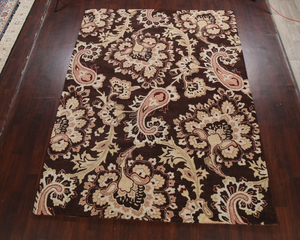 Tapis chaud antidérapant en laine tuftée à la main, couleur chocolat et rose clair, de haute qualité, fait main, écologique, pour salon, chambre d'enfants, hôtels - Product Image 4