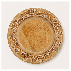 Wholesale Hand-Carved Acacia Wood Charger <b>Plate</b> Eco-Friendly Rustic Underplate for Wedding Banquet and Hotel Table <b>Decoration</b> - Product Image 6