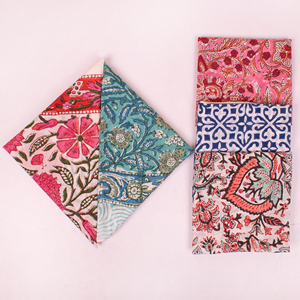 Set of 5 - Vintage-Inspired Handprinted Head Wrap Pure Cotton Bohemian Bandana Scarf Sustainable Neck Tie For Unisex Wholesale - Product Image 1