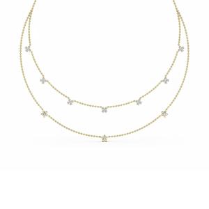 Elegante Collar Floral de Dos Hilos con Diamantes Redondos Cultivados en Laboratorio de 1.79 CTW, Claridad VS+, Chapado en Oro Rosa de 9K - Product Image 6