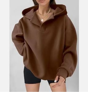 Sudadera con Capucha Extra Grande para Mujer, Color Sólido, Hombros Caídos, Manga Larga, Tejido de Algodón, Ropa de Otoño - Product Image 3