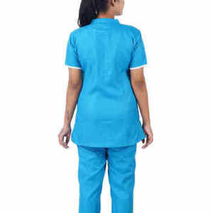 Conjunto de Uniforme Médico Azul de Manga Corta, Uniforme de Hospital, Traje de Enfermería de Punto, Personalizado OEM para Personal de Clínica - Product Image 2