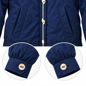 เสื้อแจ็คเก็ตกันลมสีน้ำเงินกรมท่าสำหรับผู้หญิง Solomon Global แบบคอปกพับได้ ติดกระดุมแถวเดียว กันลม พร้อมโลโก้สั่งทำได้ ลุคสปอร์ต - Product Image 3