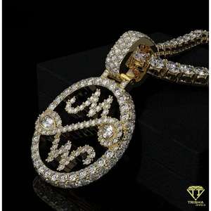 Collar con colgante de escritura personalizada en plata 925 Moissanite Diamond GIA certificado estilo Hip Hop chapado en rodio - Product Image 3