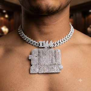 Collier pour homme Hip Hop personnalisé avec pendentif lettre initiale serti de diamants, en argent 925 plaqué rhodium et moissanite, pour occasions festives - Product Image 2