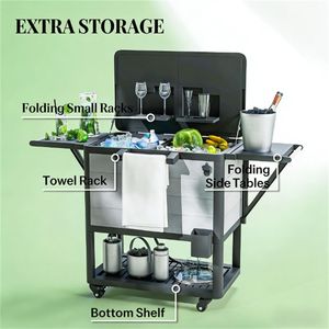 Carrello Frigorifero Grigio per Esterni con Ruote per Terrazza e Stoccaggio Refrigerato - Product Image 3