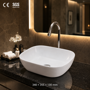 Lavabo Cuadrado de Pared para Baño, Diseño Minimalista, Superficie Lisa, Blanco, 5 Años de Garantía, Logotipo Impreso con Láser, Hecho en India - Product Image 2