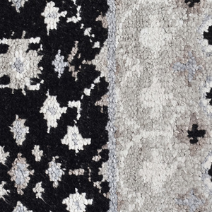 Tapis DECORDEC en laine noir, gris et ivoire, motif folklorique, géométrique tribal, à bandes, écologique, antidérapant pour salon et hôtel - Product Image 4