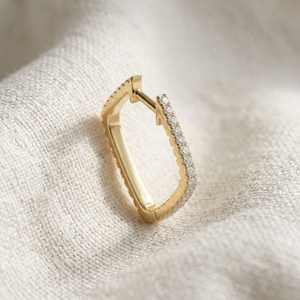 Pendientes de Aro de Oro de 18K con Diamantes Semipavimentados, Geométricos Cuadrados, Minimalistas, Modernos, para Uso Diario, Regalo para Mujer - Product Image 4