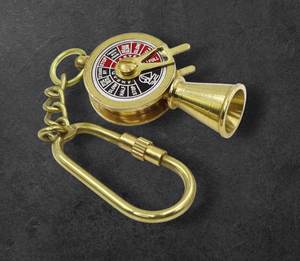 Brass Ship Wheel Carabiner Keychain Vintage Round Metal <b>Key</b> <b>Chain</b> - Product Image 4