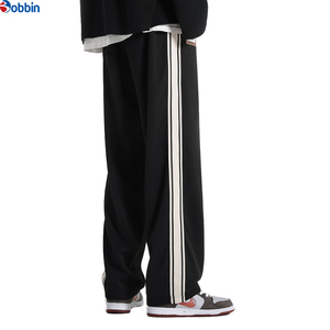 Men Trouser Comfortable Men's <b>Black</b> Sweatpants With Side Stripe Elastic Waist Drawstring Casual <b>Pants</b> Autumn Knitted Cotton - Product Image 2