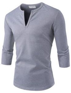 Men's Casual Linen V-Neck <b>Half</b> Sleeve <b>Shirt</b> with Single <b>Button</b> Closure Breathable Anti-Wrinkle & Anti-Shrink Solid Pattern - Product Image 1