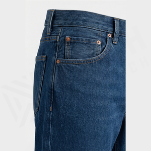 Jean en denim coupe droite délavé foncé pour homme, taille haute, coupe classique, en coton, style décontracté, pantalon d'automne - Product Image 6