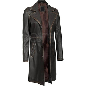 Abrigo Largo de Cuero para Hombre, Abrigo de Cuero de Invierno, Precio de Mayoreo, Buena Calidad, Bolsillos Laterales - Product Image 2