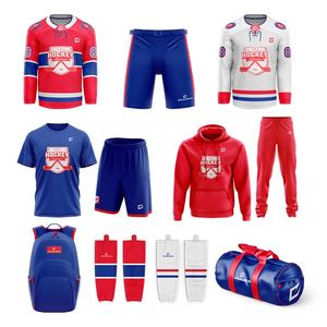 Conjunto de Jersey y uniforme de hockey sobre hielo con sublimación completa personalizada de sarga de aparejos OEM para jugadores que buscan un equipo de hockey duradero único - Product Image 1