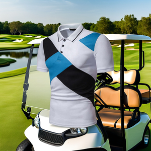 เสื้อกอล์ฟผ้าฝ้าย100% ระบายอากาศสำหรับผู้ชายเสื้อแขนสั้นพิมพ์ลายปักลายป้องกันการเกิดขน - Product Image 1