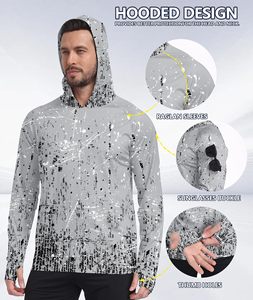 เสื้อตกปลาผู้ชายลายพราง ป้องกันแสงแดด UPF 50+ ผ้าโพลีเอสเตอร์ 100% พร้อมฮู้ดและหน้ากาก น้ำหนักเบา - Product Image 4