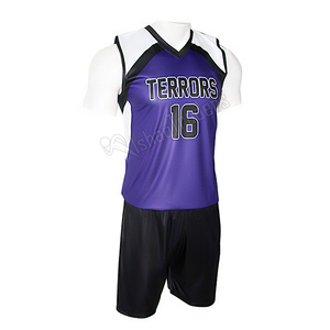 Ensemble d'uniformes de volley-ball personnalisés bleus pour adultes, avec impression par sublimation du numéro, unisexe, en polyester respirant, vêtements de sport sans couture - Product Image 4