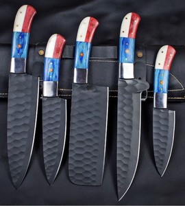 Ensemble de couteaux de chef en acier inoxydable de qualité supérieure avec manche en bois et os pour la cuisine à domicile, la préparation des aliments, ensembles de couteaux de chef - Product Image 3