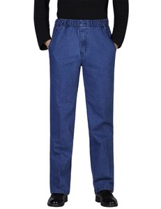 Jeans de Mezclilla para Hombre, Corte Recto, Cintura Alta, Ajuste Regular, Estilo Casual de Algodón, Color Sólido, para Otoño - Product Image 1