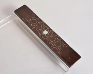 Bandeja de servir de madera de acacia con incrustaciones de nácar, estilo árabe, regalo para Ramadán y Eid, contenedor de acrílico, tamaño personalizable - Product Image 2