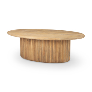 Table basse ovale en bois cannelé - Product Image 1