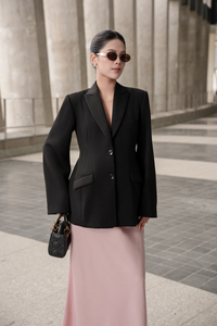 Summer Full Length Notched Collar Full Sleeve Hourglass <b>Blazer</b> 2 Piece Long <b>Set</b> Solid Woven Breathable Office Formal OEM - Product Image 4