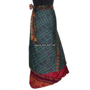 New Women's 38-Inch <b>Pleated</b> Silk Asymmetrical Wrap <b>Skirt</b> Vintage Bohemian Style Reversible Plus Size Halter Wrap Sexy Maxi - Product Image 1