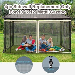 <b>Replacement</b> Cream Mesh Sidewall Netting with <b>Zippers</b> for 10FT X 12FT Gazebos & Canopy Tents Sidewall Only - Product Image 4