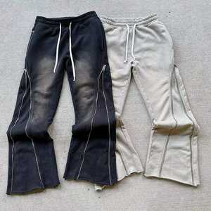 ชุดเซ็ตเสื้อฮู้ดดี้ประดับเพชรและกางเกงวอร์มขาบานสไตล์ฮิปฮอปสตรีทแวร์คุณภาพสูงสำหรับผู้ชาย แฟชั่นสองชิ้น - Product Image 5