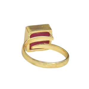 Anillo Clásico Chapado en Oro con Rubí, Engaste Cuadrado, Gema Natural, Joyería Unisex, Piedra de Nacimiento de Julio, Uso Diario - Product Image 3