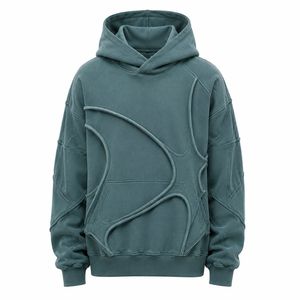 Regular Fit Hooded Sweatshirt Solid Design Men's Knitted Cotton <b>Raglan</b> Sleeve Quick Dry Breathable Eco-Friendly Pullover Autumn - Product Image 4