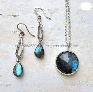 Collier en argent sterling avec labradorite ovale 8x10mm, chaîne à maillons de 21 pouces, or, symbole du bouddhisme vintage, Jour de la République, Saint-Valentin - Product Image 4