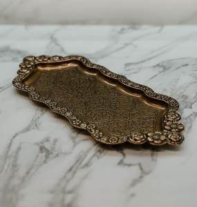 Traditional Indian Brass Serving <b>Tray</b> For <b>Tea</b> Coffee Drinks Snacks Serving Decorative Brass <b>Tray</b> For Dining Table Home Kitchen - Product Image 1