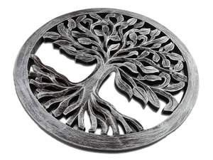 Décoration murale ronde en bois pour salon, chambre, couloir, bureau (taille - 16 pouces) (Argent) - Product Image 2